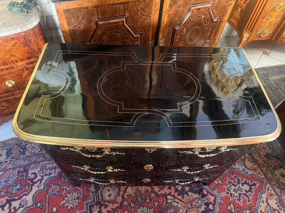 Louis XIV Period Chest Of Drawers In Black Lacquered Wood-photo-5