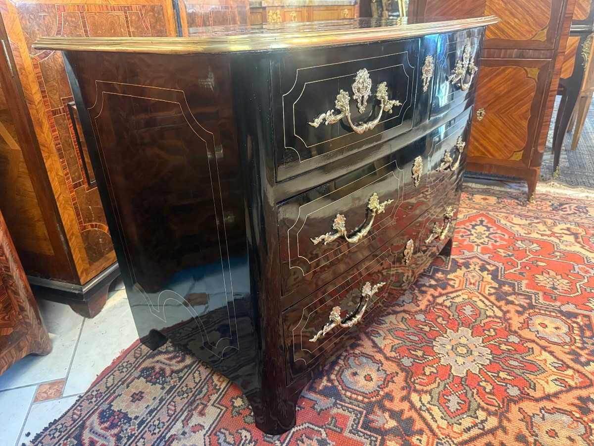 Louis XIV Period Chest Of Drawers In Black Lacquered Wood-photo-6