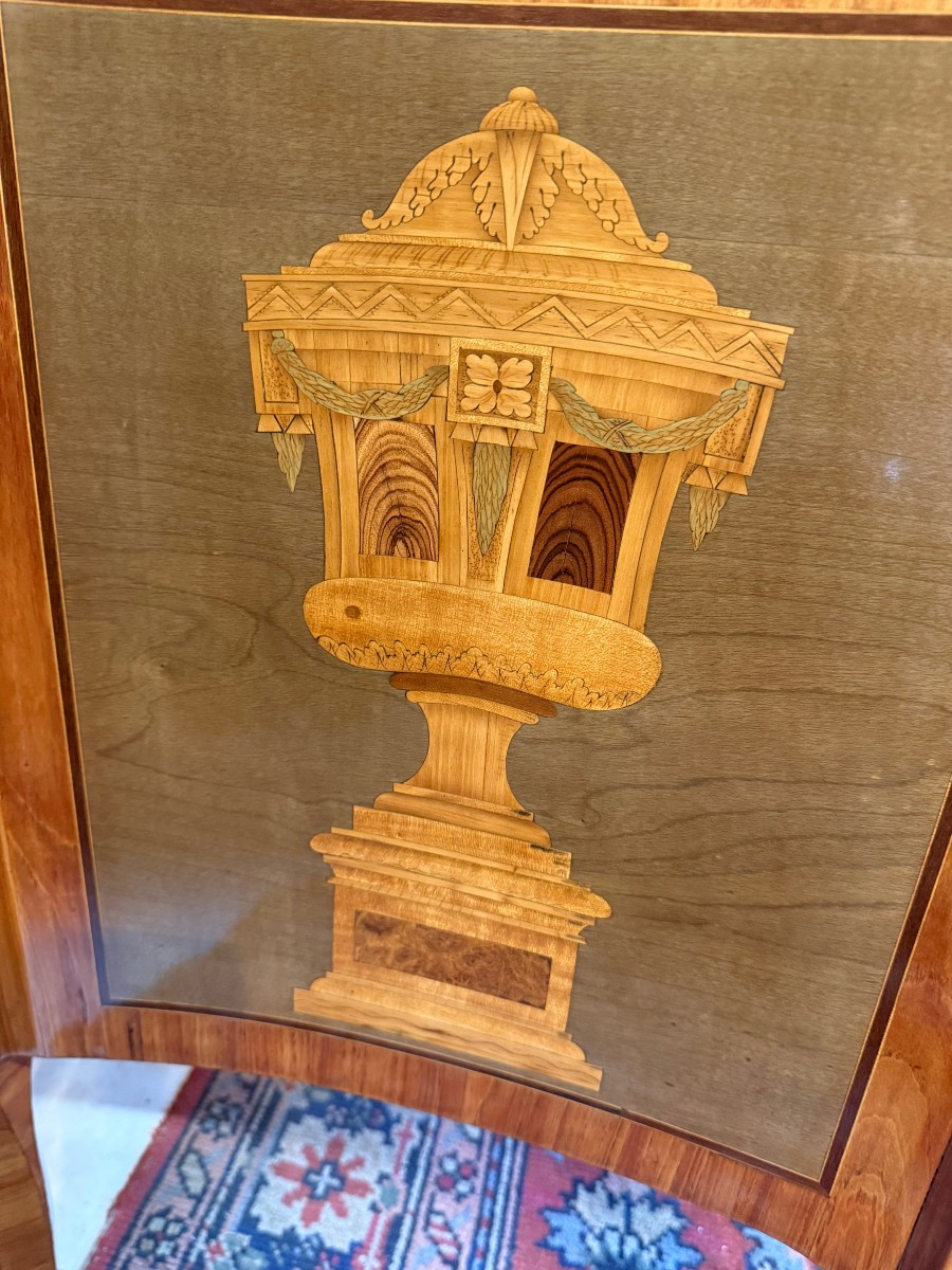 Transition Style Marquetry Chest Of Drawers-photo-4