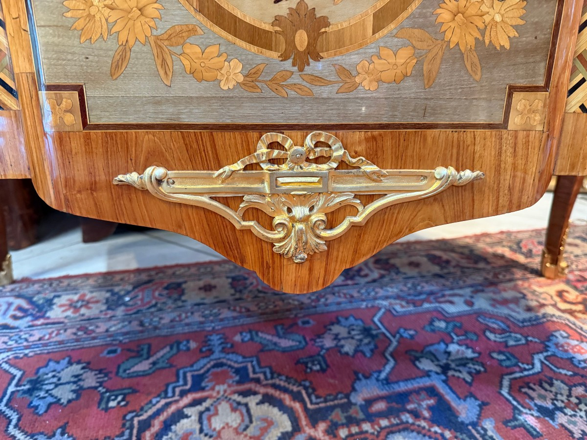 Transition Style Marquetry Chest Of Drawers-photo-1