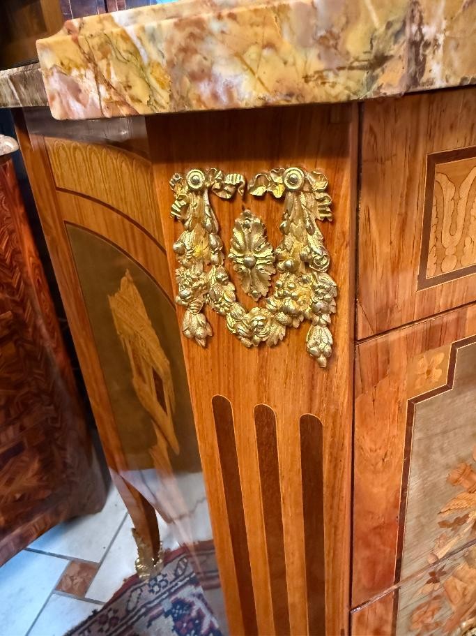 Transition Style Marquetry Chest Of Drawers-photo-3