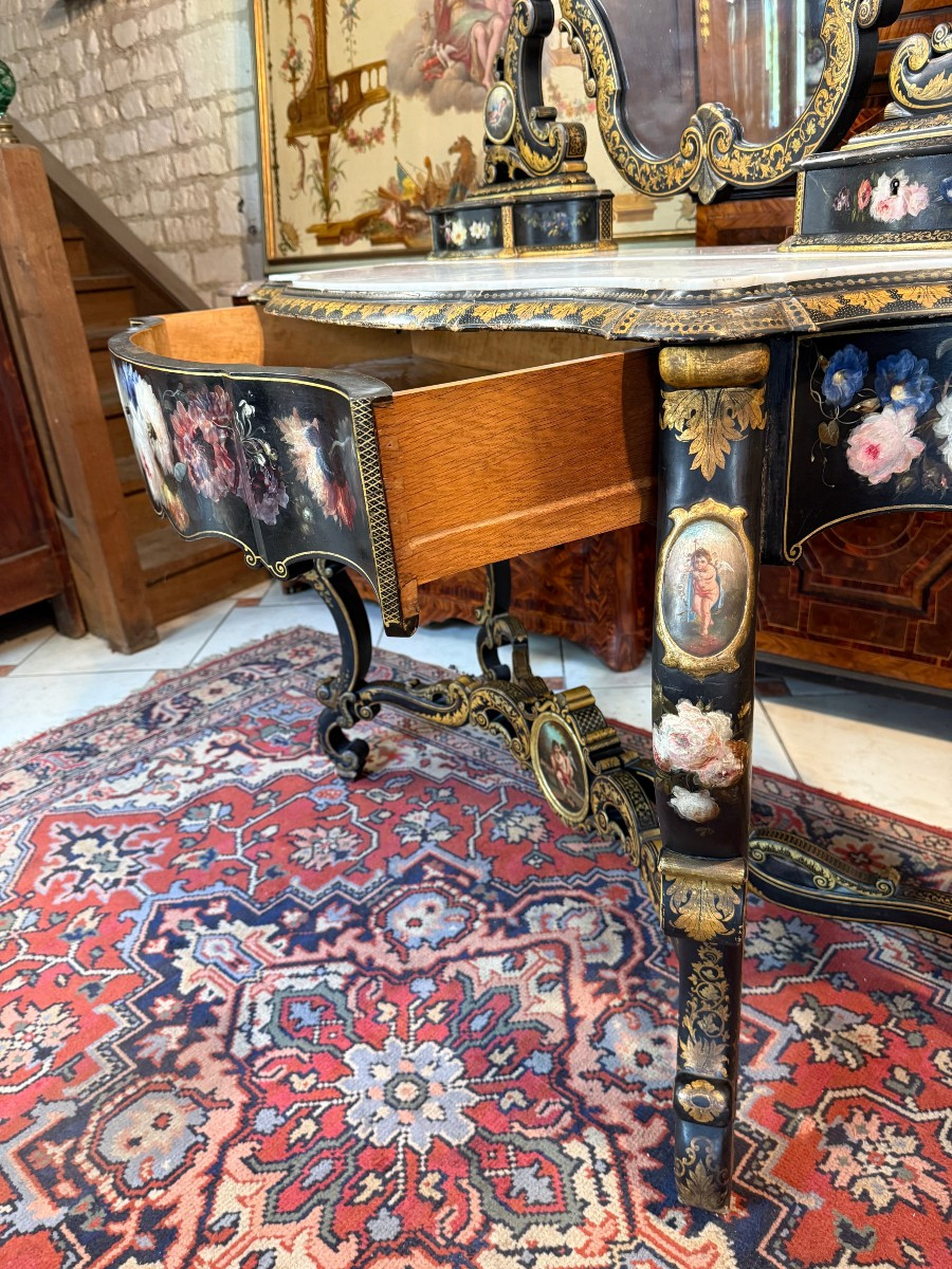 Napoleon III Period Dressing Table In Painted And Blackened Wood-photo-3