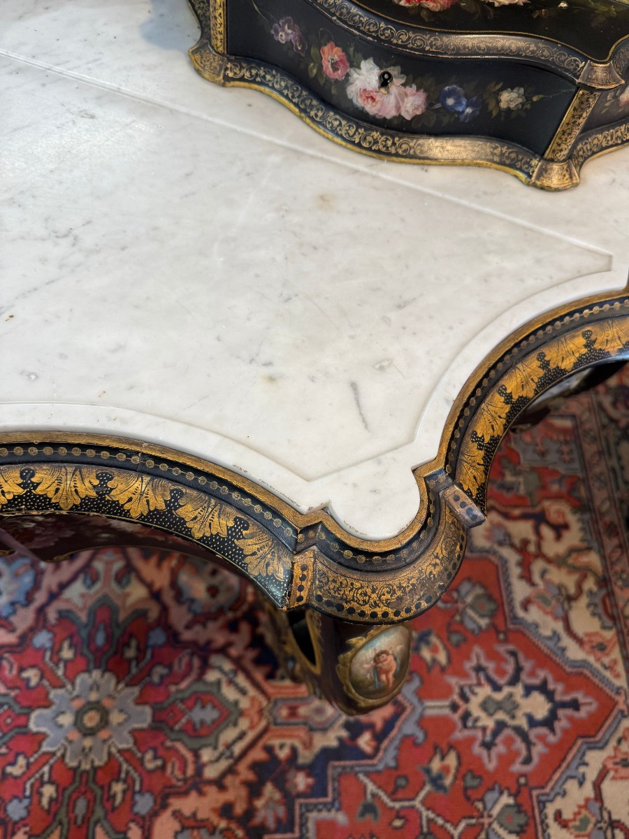 Napoleon III Period Dressing Table In Painted And Blackened Wood-photo-4