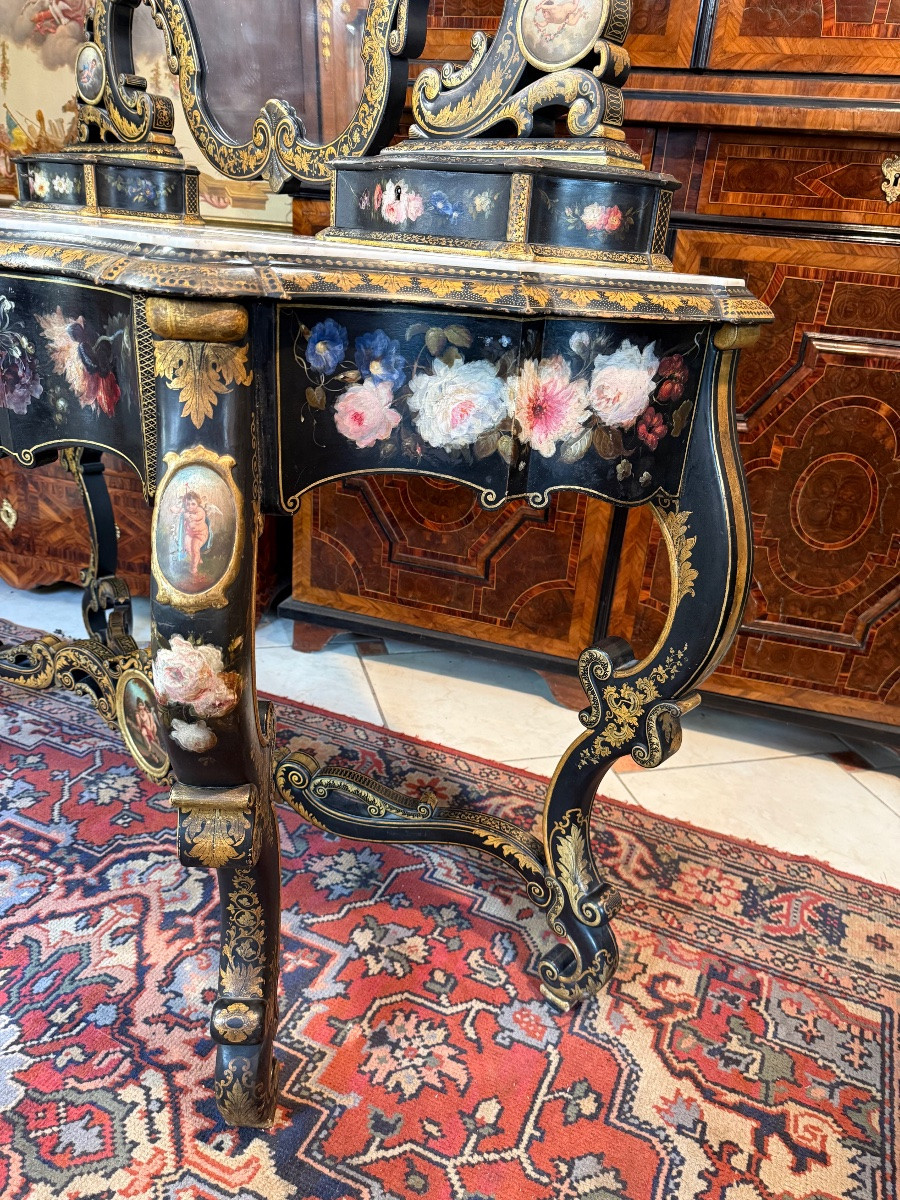 Napoleon III Period Dressing Table In Painted And Blackened Wood-photo-6