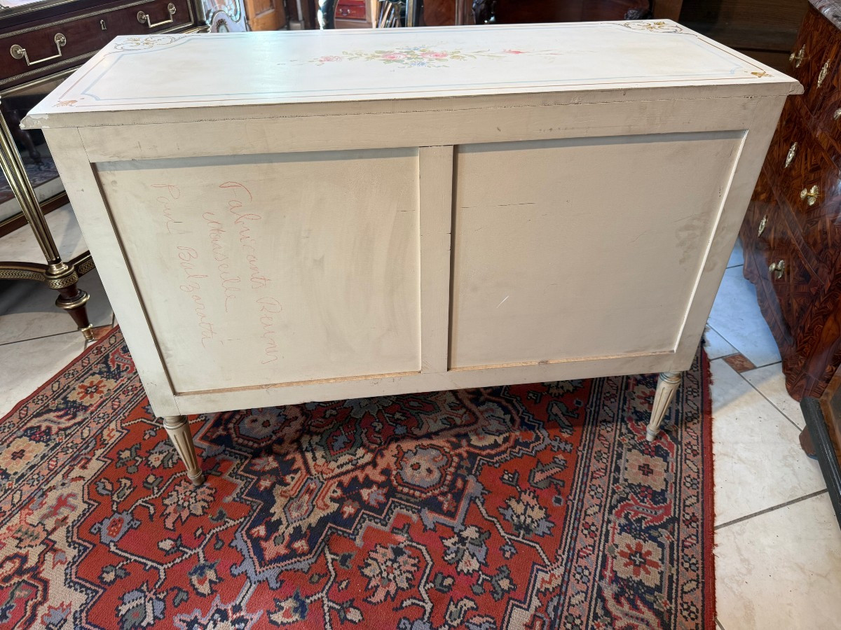 COMMODE  DE STYLE LOUIS XVI EN BOIS PEINT -photo-4