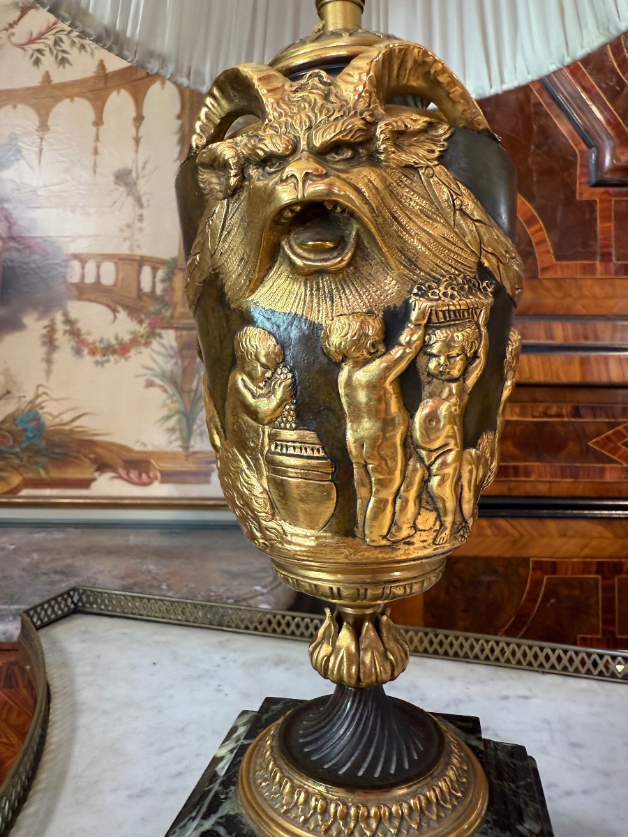 Pair Of Napoleon III Lamps In Gilded Bronze After A Clodion Model-photo-1