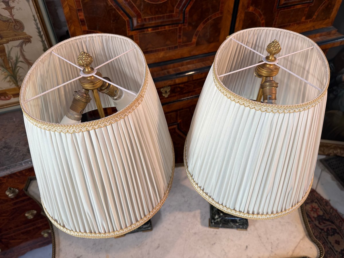 Pair Of Napoleon III Lamps In Gilded Bronze After A Clodion Model-photo-4