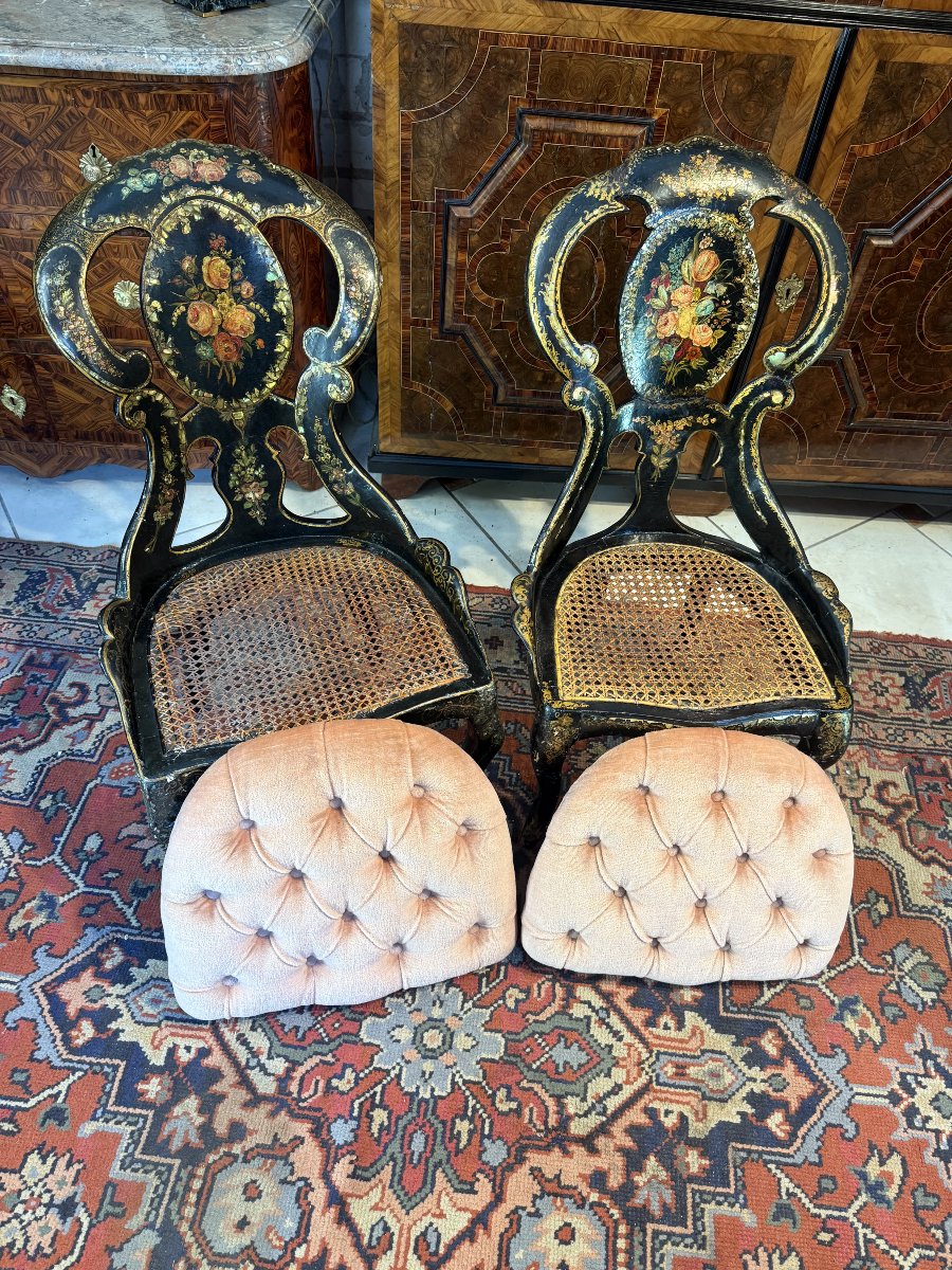 Pair Of Napoleon III Period Gondola Chairs-photo-1