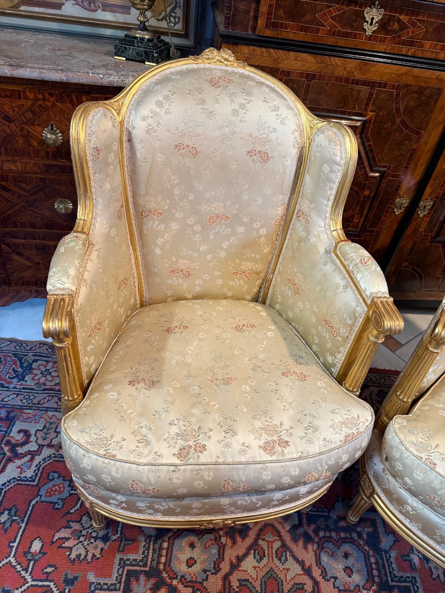 Pair Of Louis XVI Style Bergere With Ears-photo-2