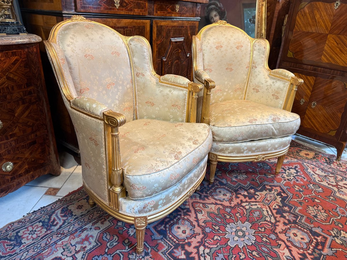 Pair Of Louis XVI Style Bergere With Ears-photo-3