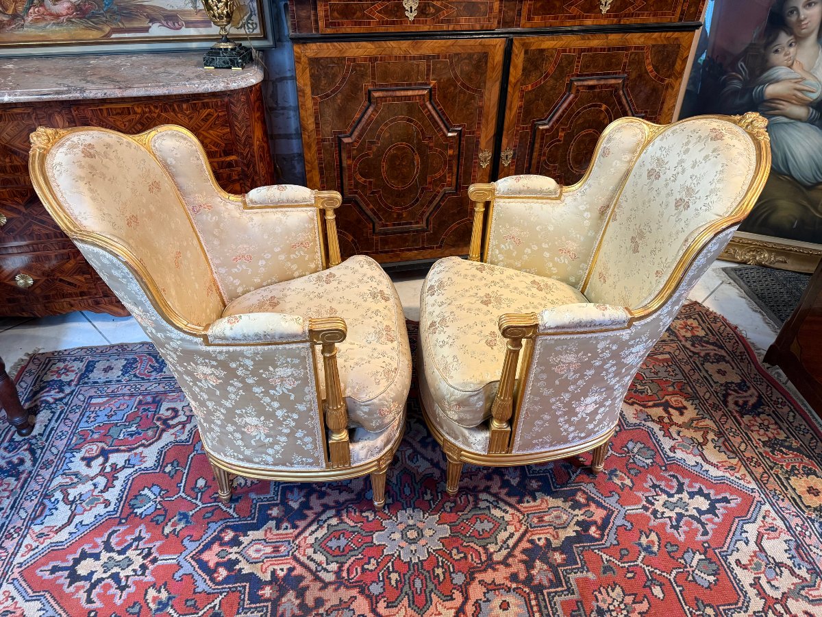 Pair Of Louis XVI Style Bergere With Ears-photo-5