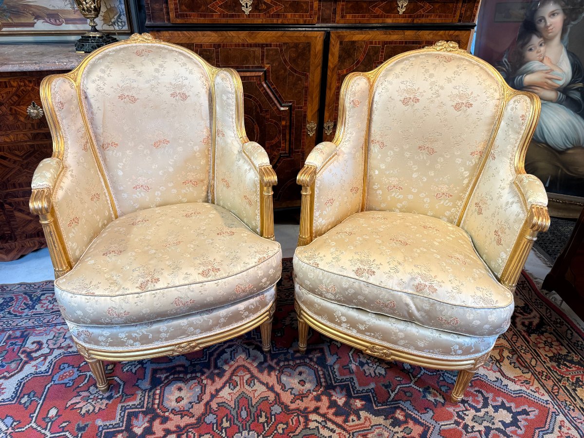Pair Of Louis XVI Style Bergere With Ears