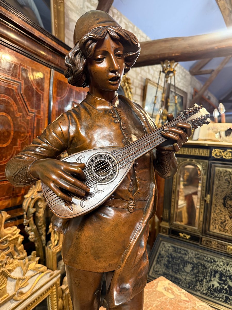 Bronze By Paul Dubois (1829–1905), Florentine Singer-photo-3