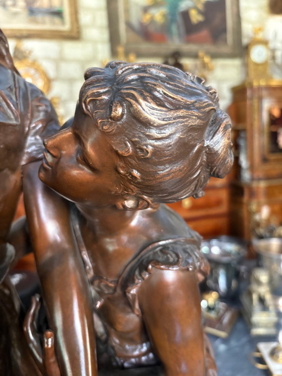Bronze “the Girls Of Spring” Hippolyte François Moreau (1832–1927)-photo-1