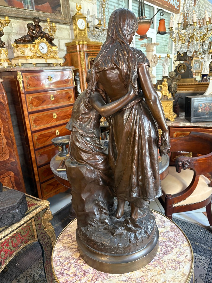 Bronze “the Girls Of Spring” Hippolyte François Moreau (1832–1927)-photo-3