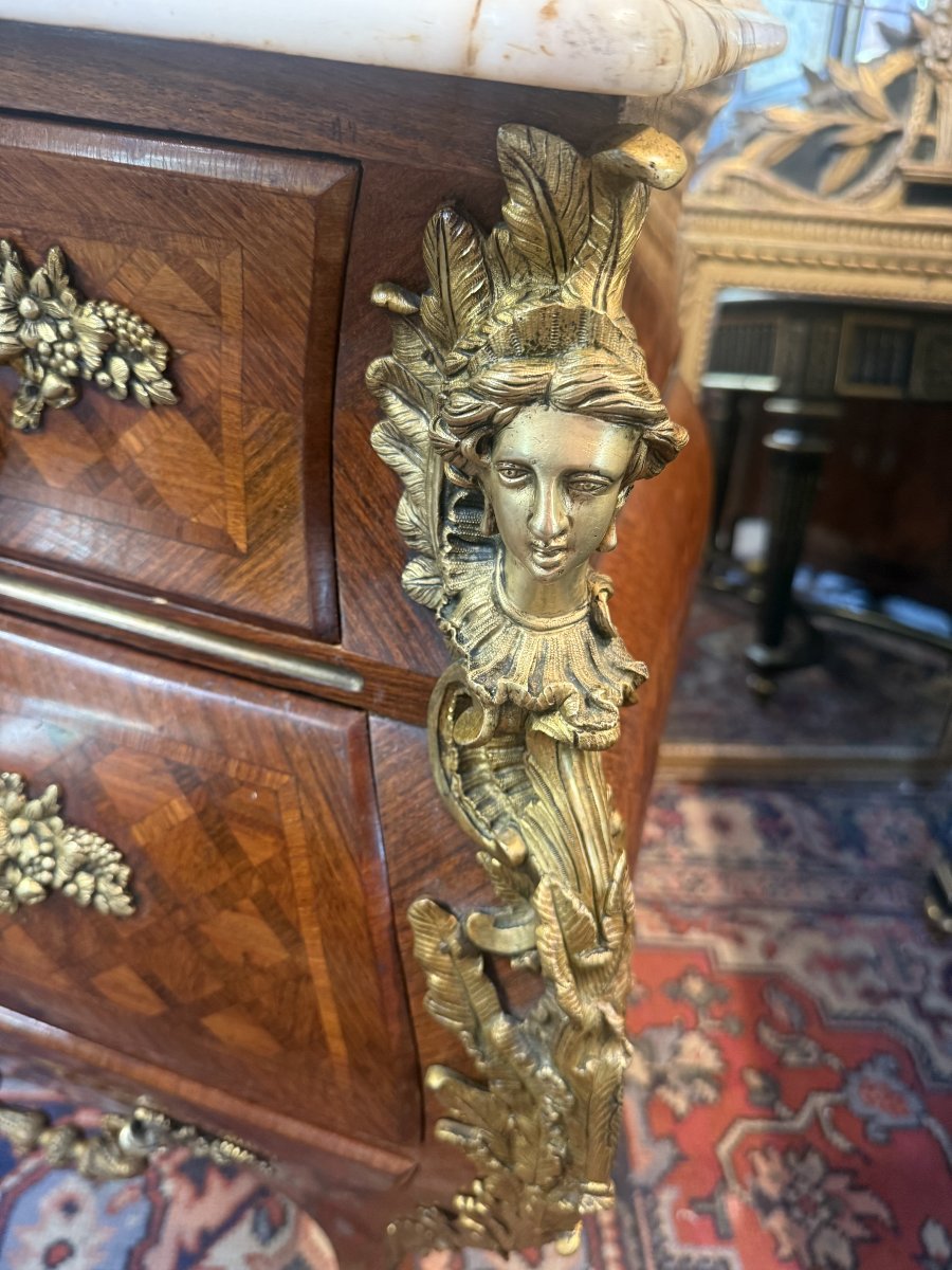 COMMODE EN MARQUETERIE STYLE LOUIS XV -photo-4