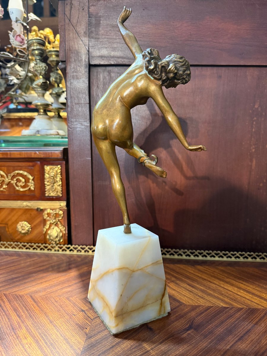 Colinet, Claire (1880–1950) Bronze &amp;quot;dancer With A Snake&amp;quot;-photo-4