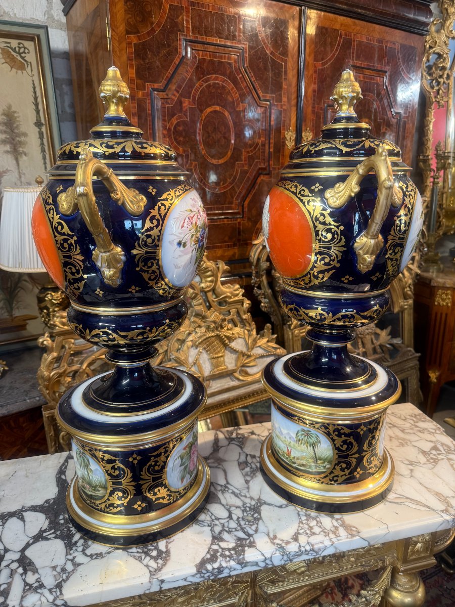 PAIRE DE POTS A PHARMACIE OU VASES A COUVERCLE NAPOLEON III-photo-4