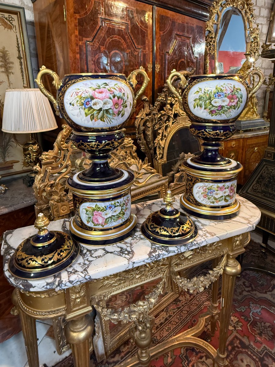 PAIRE DE POTS A PHARMACIE OU VASES A COUVERCLE NAPOLEON III-photo-5