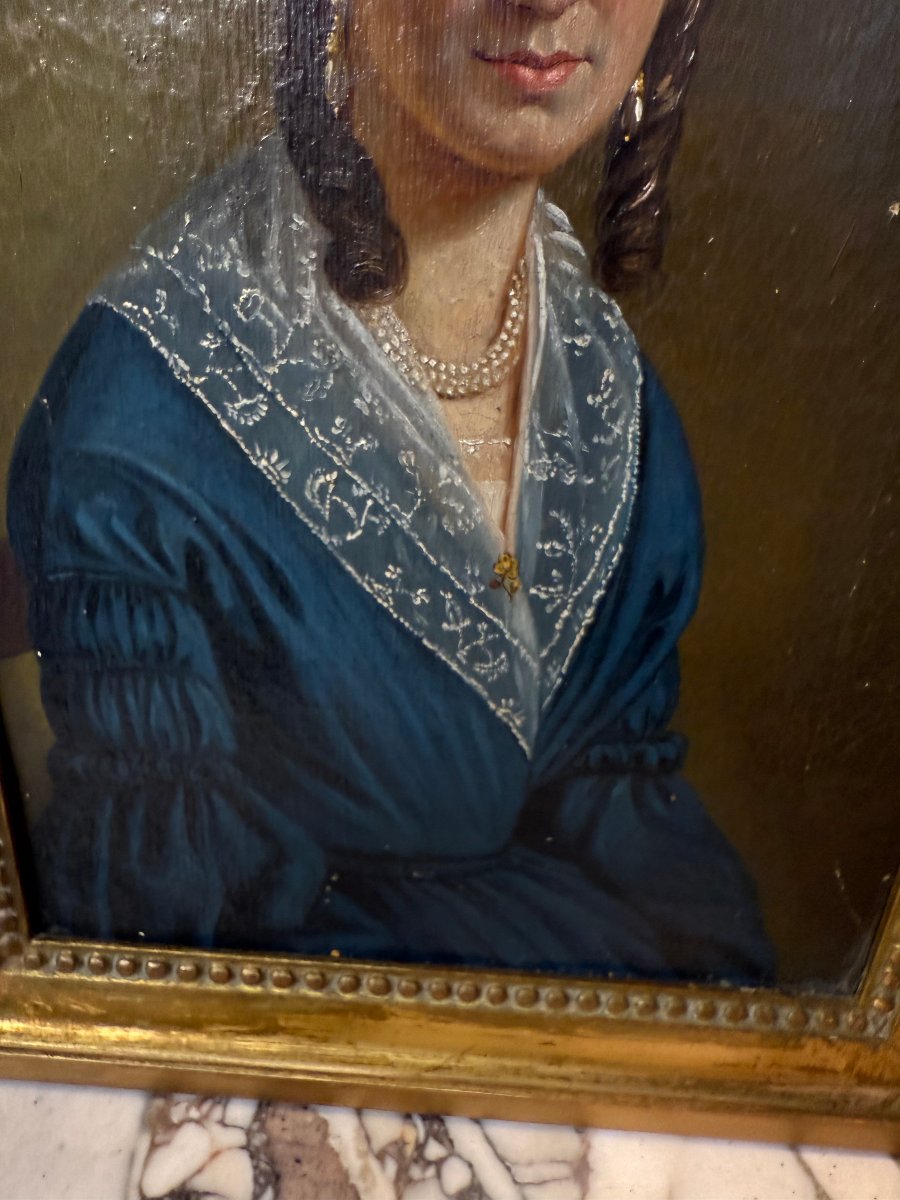 HUILE SUR TOILE D'UNE JEUNE FEMME  DU 19ème -photo-3