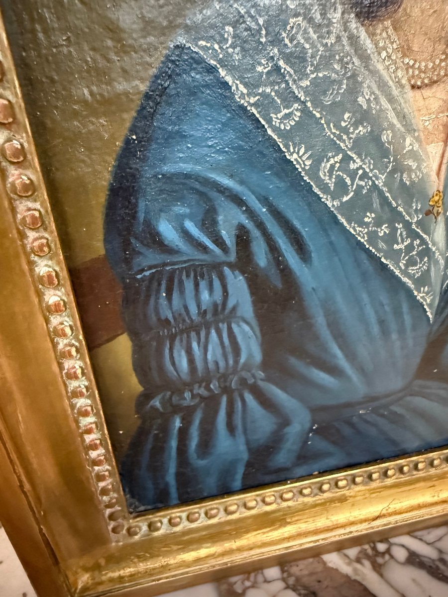 HUILE SUR TOILE D'UNE JEUNE FEMME  DU 19ème -photo-4