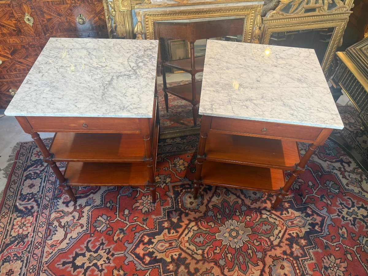 Pair Of Tables With Restauration-style Tops -photo-2