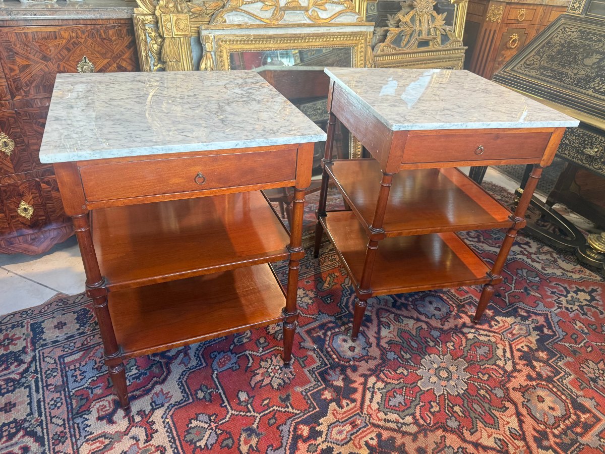 Pair Of Tables With Restauration-style Tops 