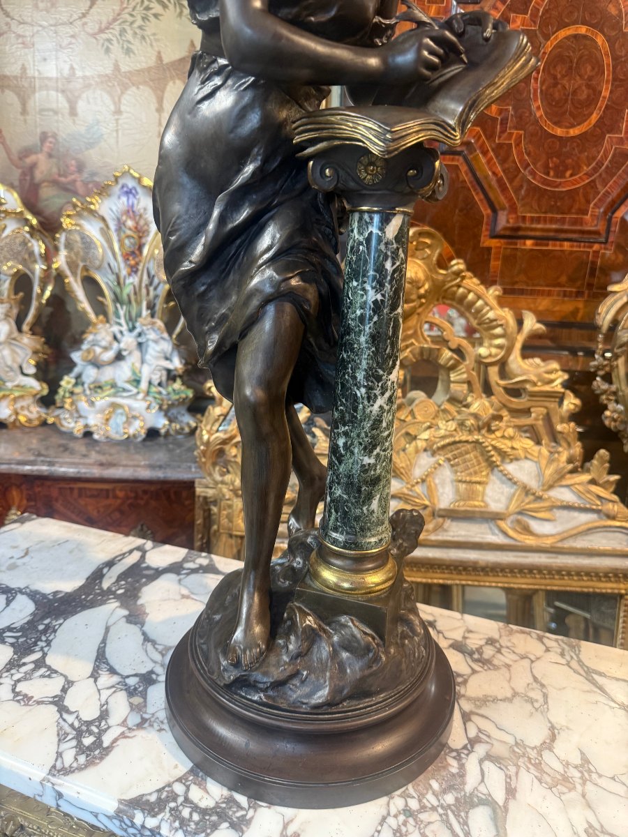 Bronze Sculpture Depicting The Guest Book Signed By Mathurin Moreau (1822–1912)-photo-4