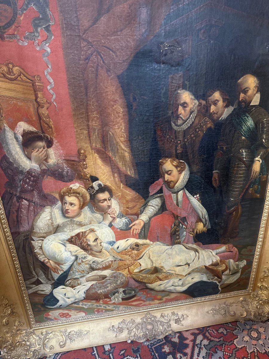 TABLEAU représentant la mort d’Elisabeth Reine d’Angleterre en 1603 d'aprés DELAROCHE-photo-2