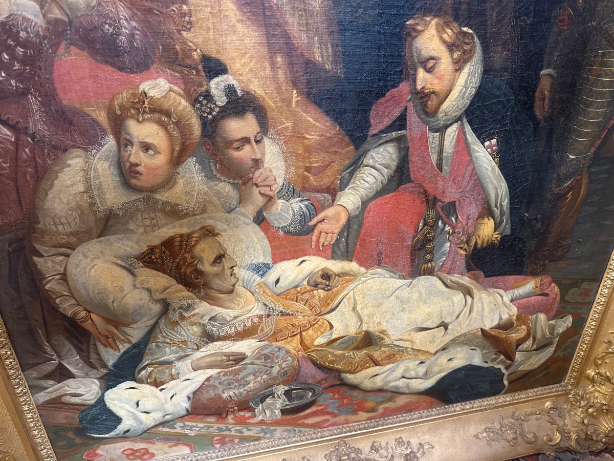 TABLEAU représentant la mort d’Elisabeth Reine d’Angleterre en 1603 d'aprés DELAROCHE-photo-3