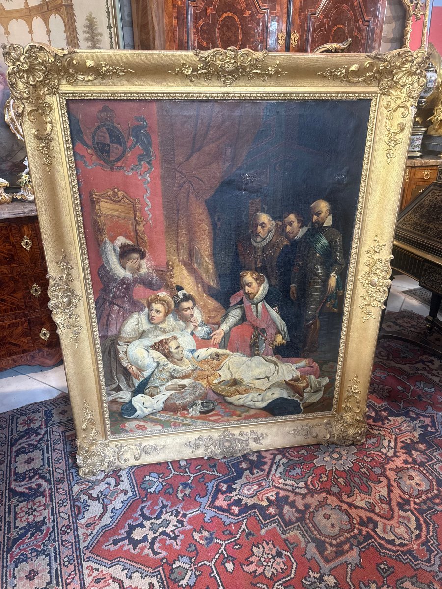 TABLEAU représentant la mort d’Elisabeth Reine d’Angleterre en 1603 d'aprés DELAROCHE