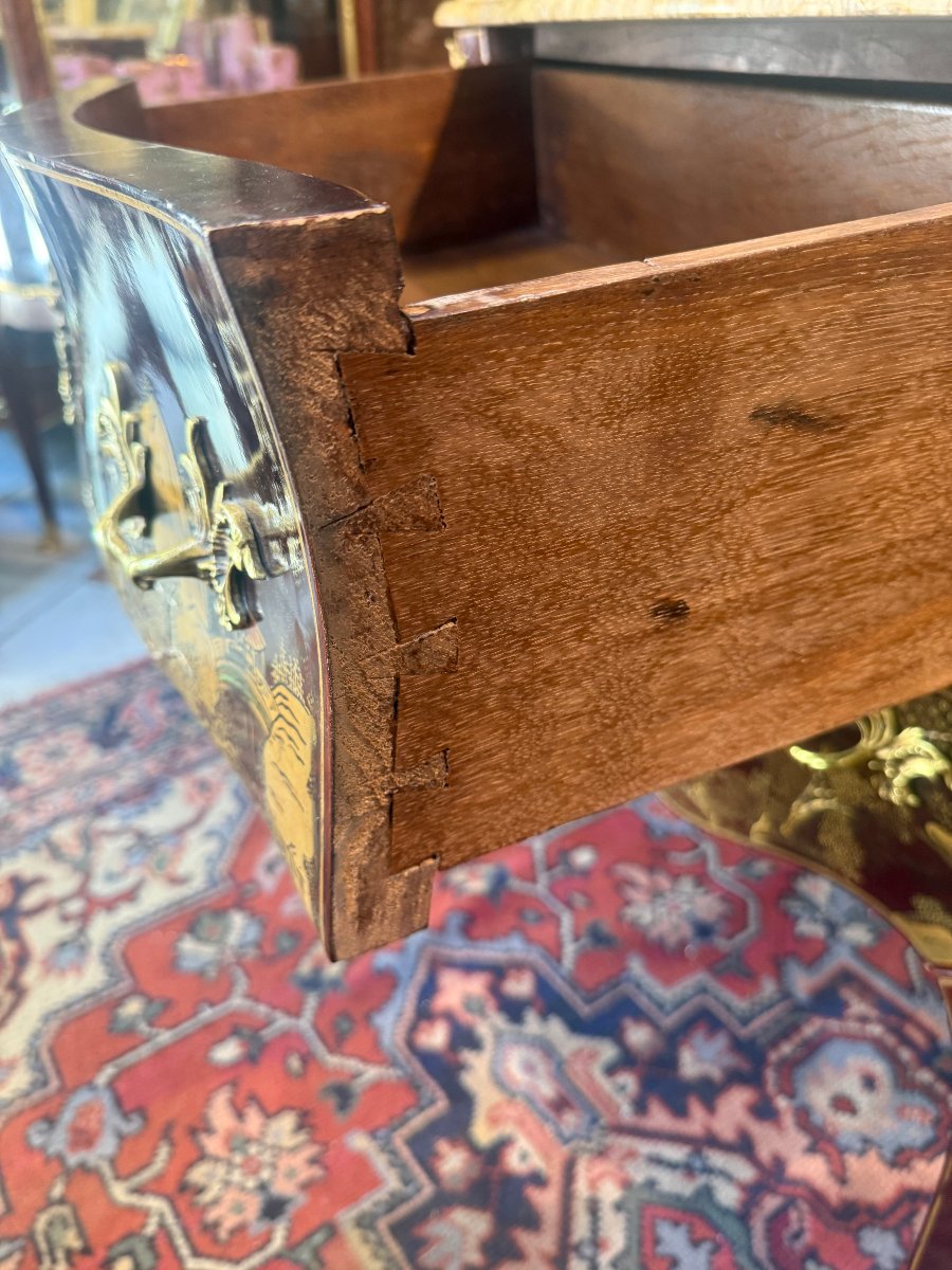 COMMODE SAUTEUSE LAQUE DE CHINE DE STYLE LOUIS XV-photo-5