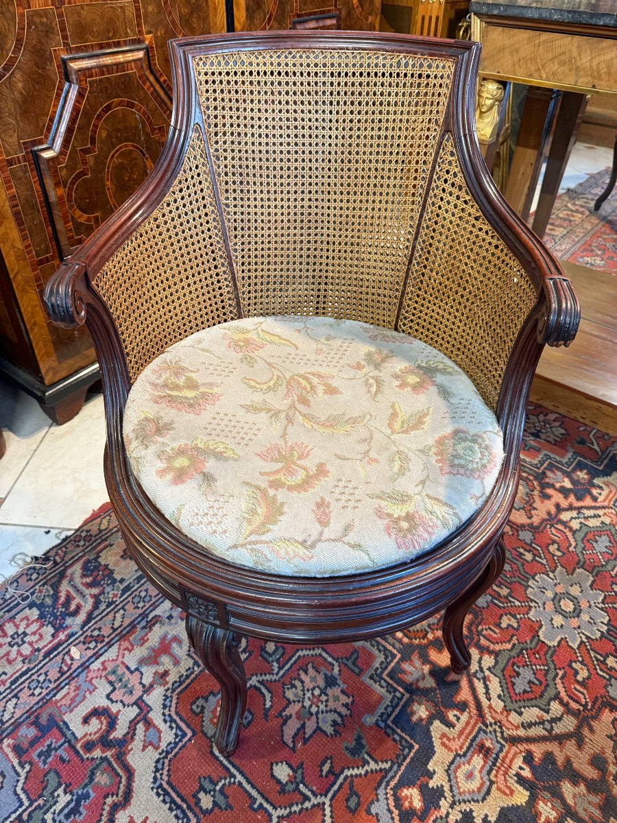 FAUTEUIL DE BUREAU TOURNANT STYLE LOUIS XVI-photo-4