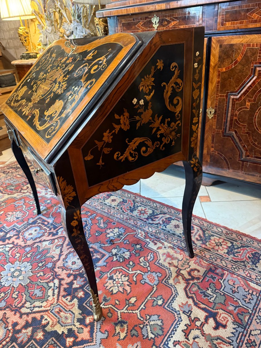Louis XV-style Inlaid Sloping-top Desk - Napoleon III -photo-2