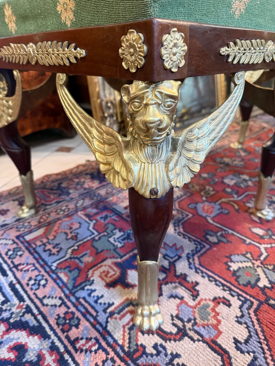 Pair Of Empire-style Stools With Winged Lions-photo-4