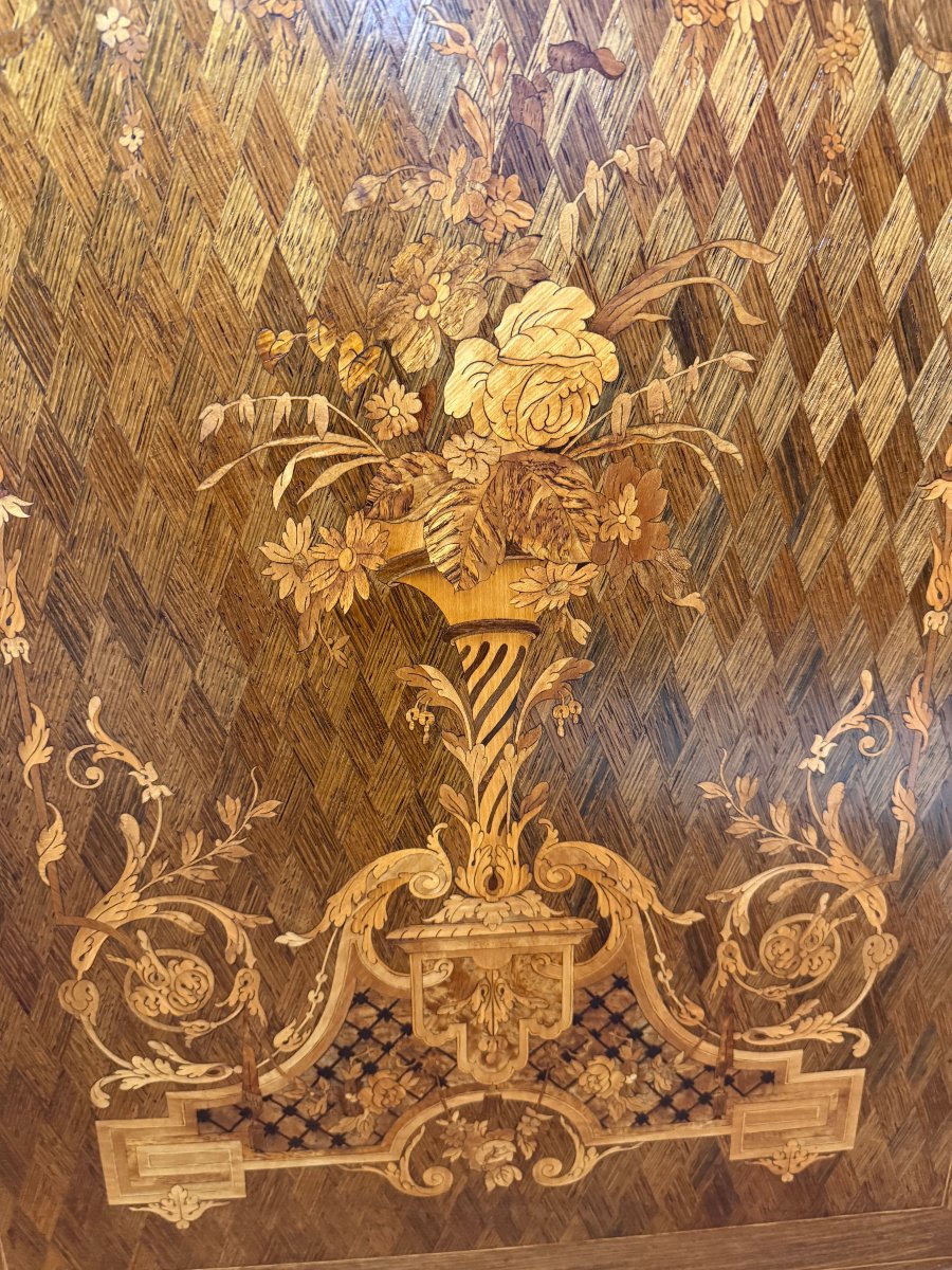 Louis XVI-style Marquetry Side Table - Napoleon III-photo-2