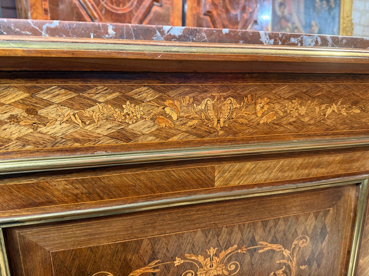 Louis XVI-style Marquetry Side Table - Napoleon III-photo-3