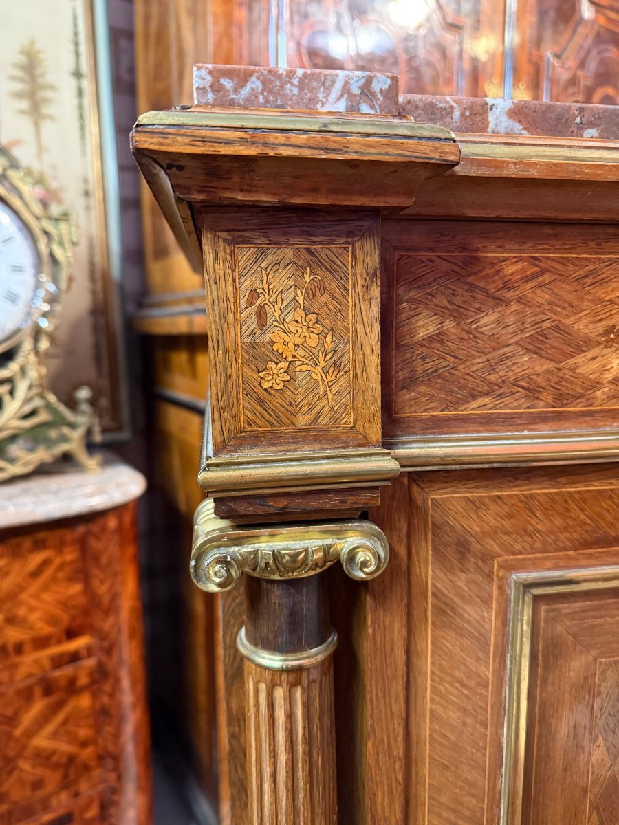 Louis XVI-style Marquetry Side Table - Napoleon III-photo-4