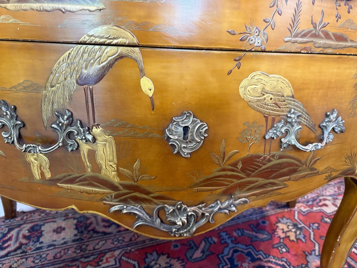 .COMMODE  DE STYLE LOUS XV EN LAQUE DE CHINE-photo-3