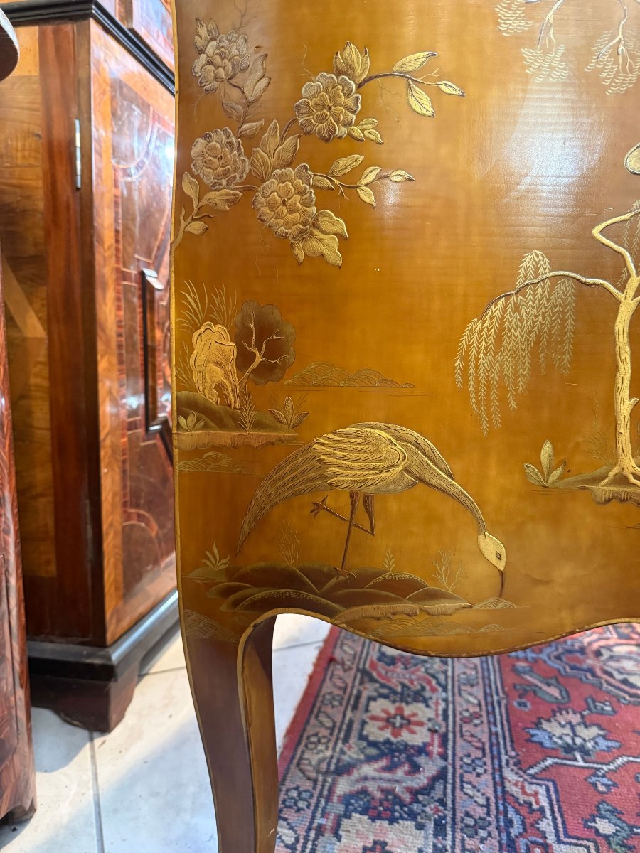 .COMMODE  DE STYLE LOUS XV EN LAQUE DE CHINE-photo-4