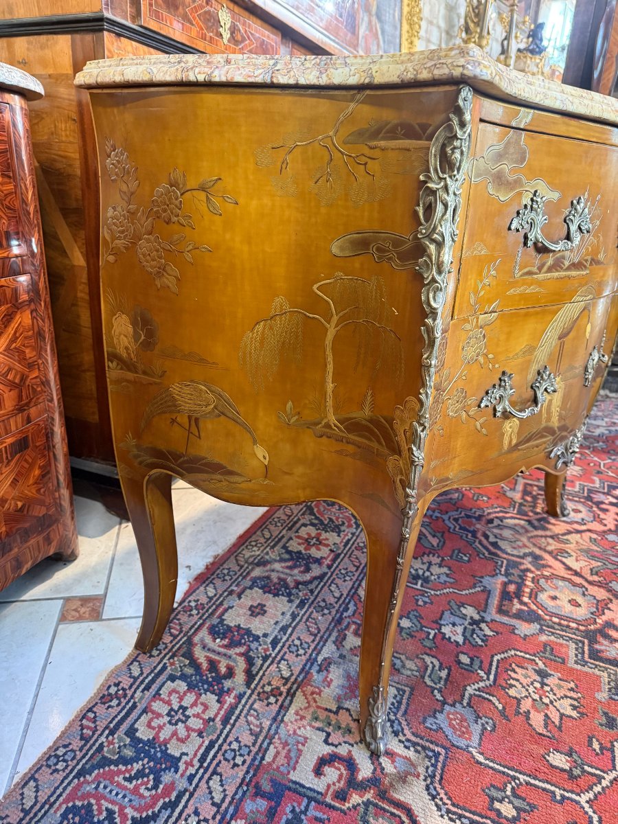.COMMODE  DE STYLE LOUS XV EN LAQUE DE CHINE-photo-1