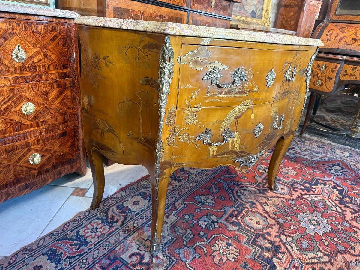 .COMMODE  DE STYLE LOUS XV EN LAQUE DE CHINE-photo-6