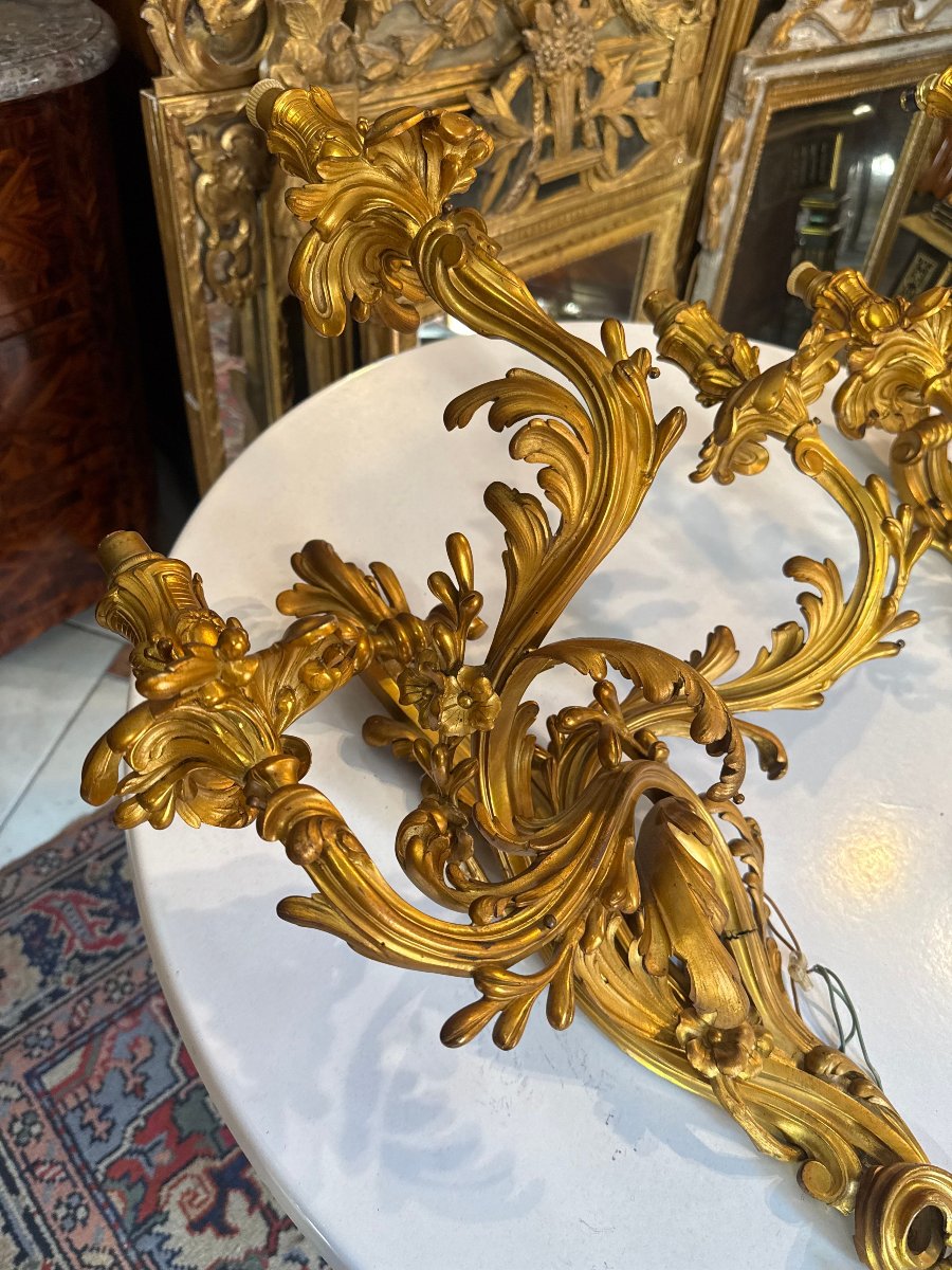 Pair Of Louis XV-style Wall Sconces-photo-4