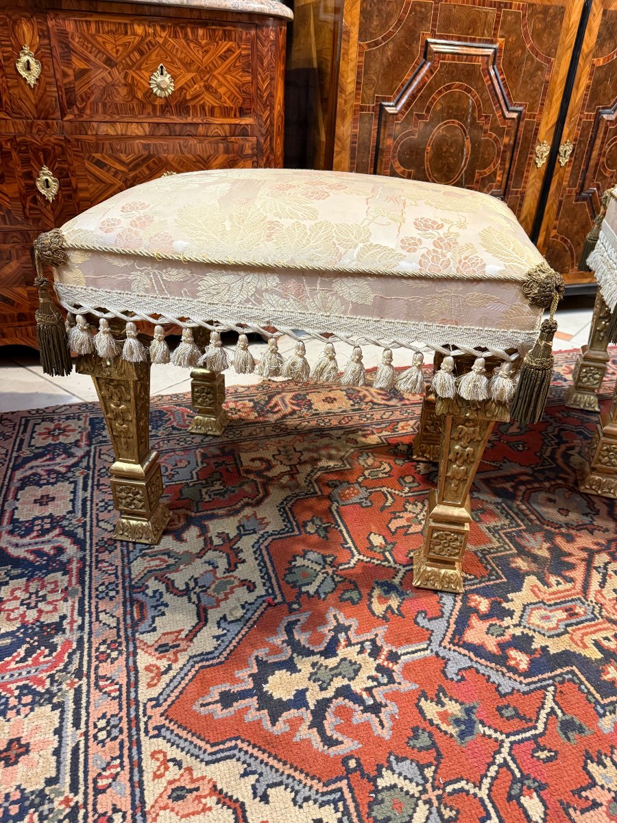 PAIRE DE TABOURETS DE STYLE LOUIS XIV-photo-2