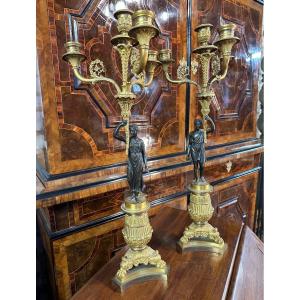 PAIRE DE CANDELABRES D’EPOQUE EMPIRE