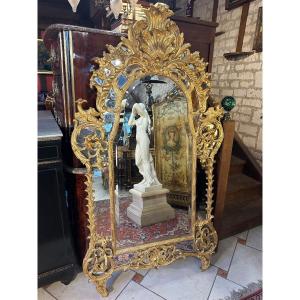 IMPORTANT MIROIR A PARCLOSES DE STYLE REGENCE EPOQUE NAPOLEON III