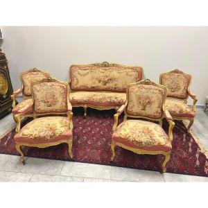 Louis XV Style Living Room In Aubuson Tapestry 