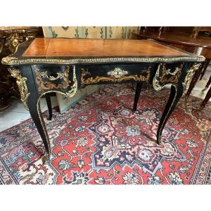Louis XV Style Black Lacquered Flat Desk