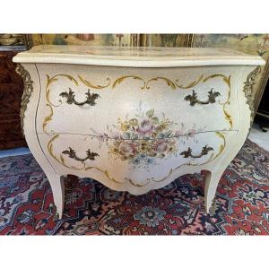 Venetian Painted Wood Chest In Louis XV Style