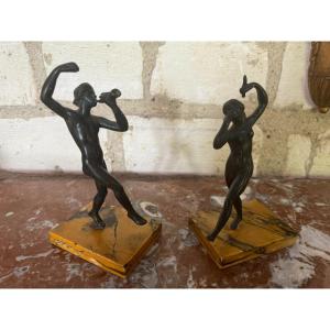 Pair Of Lantic Bronze Figures